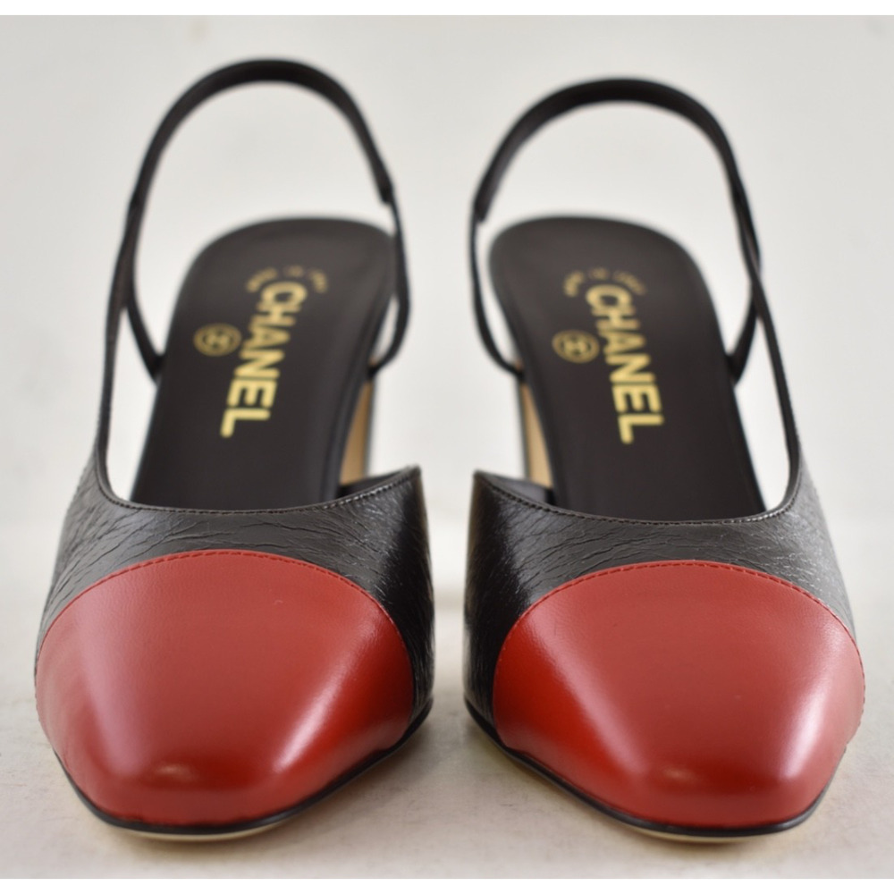 Chanel 26S Blazy Dark Brown Red CC Coco Sling Slingback Block Heel Pump 39.5c - Picture 9 of 16